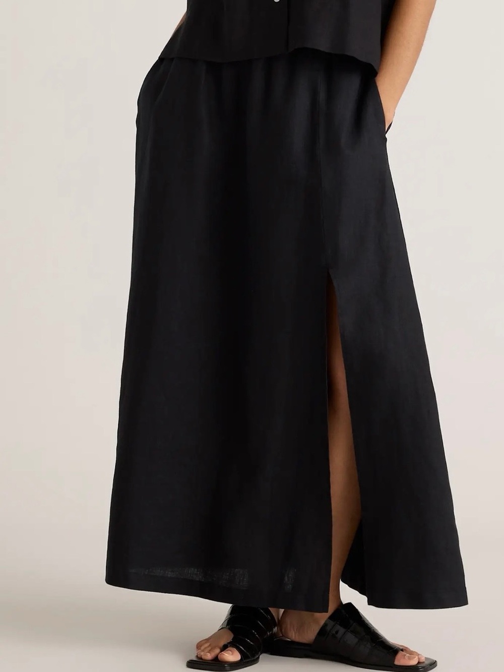 Quince Black Maxi Skirt with Side Slit